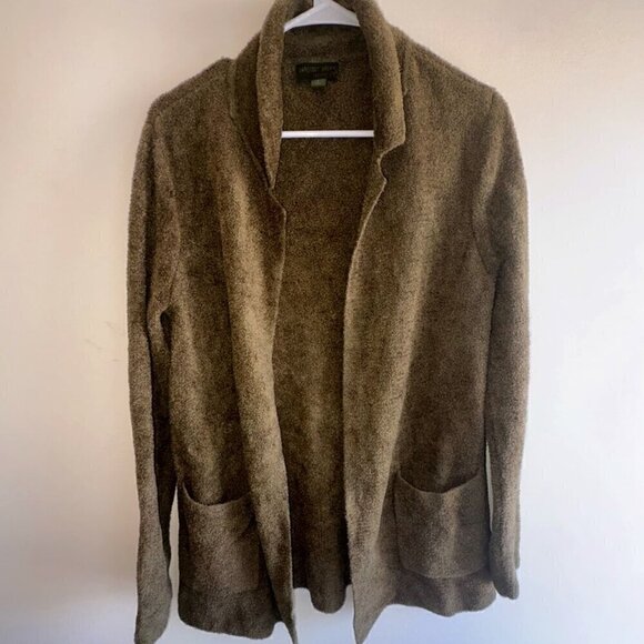 Barefoot Dreams CozyChic Lite Long Weekend Cardi Sweater Open Olive Size Small - Picture 1 of 9